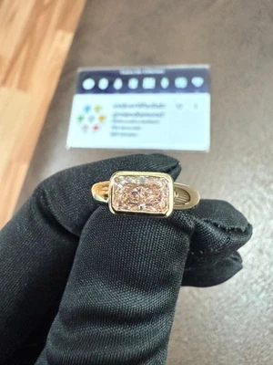 1.00 Radiant Lab Grown Diamond Engagement Ring Fancy Vivid Pink IGI Certified - Image 1 of 4