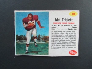 1962 Post Cereal Football Hand Cut Card #185 Mel Triplett - Picture 1 of 2