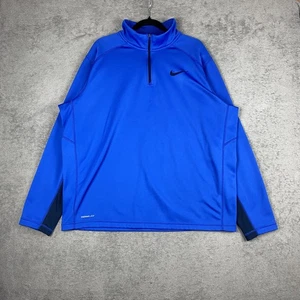Nike Therma-Fit 1/4 Zip Pullover Jacket Mens 2XL Blue Fleece Lined Athletic Top - Picture 1 of 17