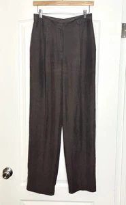 Jones New York braune elegante Freizeithose Seide Leinen Gr. 4 plissiert gefüttert Taschen - Bild 1 von 8