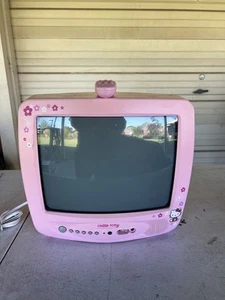 Hello Kitty KT2113 13" CRT Retro Gaming TV Pink W/ Remote For Parts/Repair Read - Picture 1 of 5