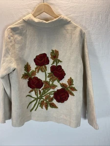 Giacca rosa tweed lino April Cornell taglia M ricamata rara usata in ottime condizioni bella - Foto 1 di 11