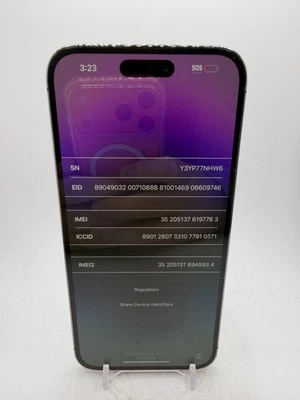 Apple iPhone 14 Pro Max - Púrpura - 128 GB - tal cual para salvamento/piezas/desmontaje Foto 1 de 4