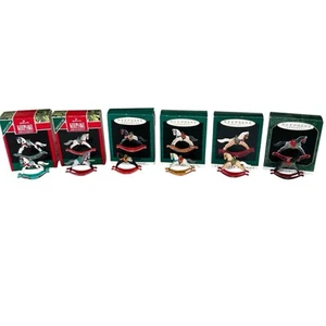 Vintage Hallmark Miniature Ornaments Rocking Horse Series 1990's Set of 6 - Picture 1 of 15