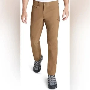Eddie Bauer Rainier Pants Mens 32X30 Brown UPF 50+ Stormrepel DWR Active Fit NEW - Picture 1 of 18