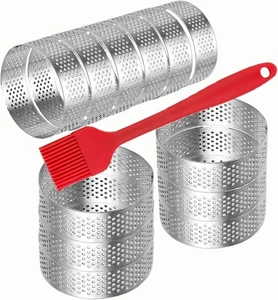 12er Pack Tortenringe 3,15 Zoll perforierter Tortenring Edelstahl, rund Mousse C - Bild 1 von 3