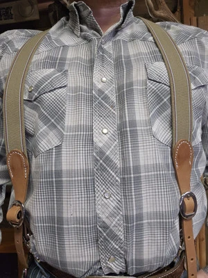 Gancho para cinturón para hombre espalda en Y cuero elástico tirantes occidentales muy ajustables Foto 1 de 4