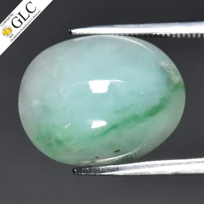 💎 Cabujón ovalado de 12,51 quilates certificado por GLC JADEÍTA VERDE NATURAL - Piedra preciosa de Birmania Foto 1 de 4
