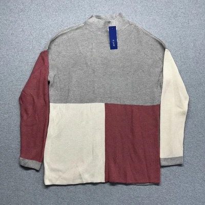 APT9 COLORBLOCK 轻便长袖罗纹弹力针织衫中号 — 第 1/4 张图片