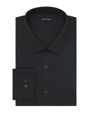 Van Heusen Everyday Defense Stain Shield Mens Fitted Shirt, Black 16-16.5 ,34-35 - Image 1 of 4