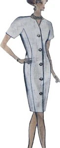1980s Platt Button Through Sheath  Dress  Designer Vogue 2623 Sewing Pattern - Picture 1 of 3