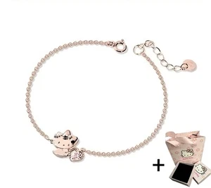 Hello Kitty Rose Gold Plated Bracelet with Hello Kitty Themed Gift Bag Set - Picture 1 of 5
