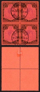 Bermuda SG121d One Pound Perf 13 violeta y negro CDS BLOCK Cat 260 libras - Imagen 1 de 1