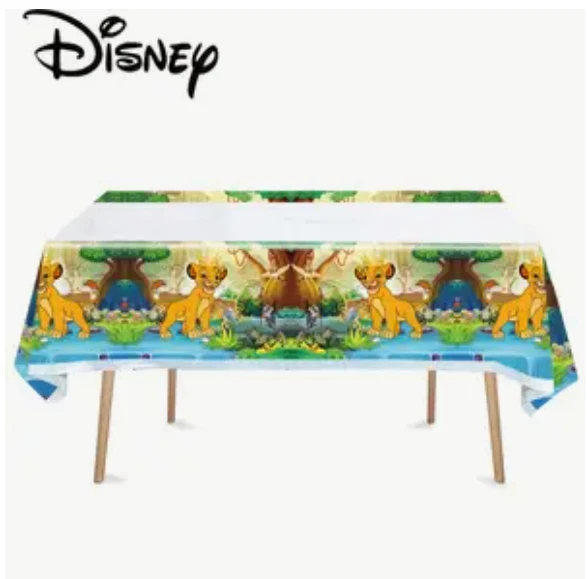 LION KING Plastic Party Birthday Tablecloth 72x54 White Blue Simba - Image 1 of 1