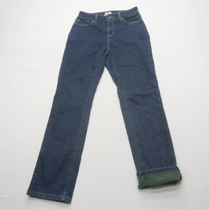 Pantalones de mezclilla forrados LL Bean para mujer talla 4 calce clásico lavado oscuro invierno cálidos pierna recta - Imagen 1 de 10