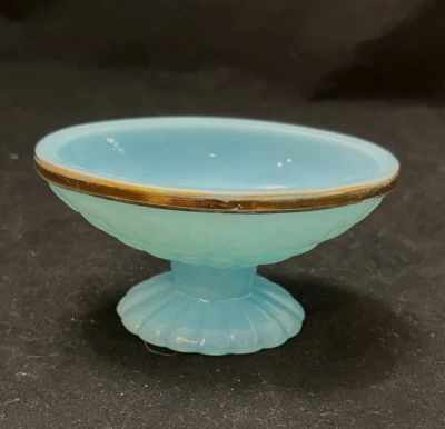 Vintage Avon Pedestal Footed Soap Dish Bowl Bristol Blue 4” in Gold Trim - Image 1 of 4