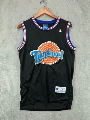 Camiseta de Colección Tune Squad Pato Lucas #2 Campeón Pequeña Malla Negra Hecha en Corea Foto 1 de 4