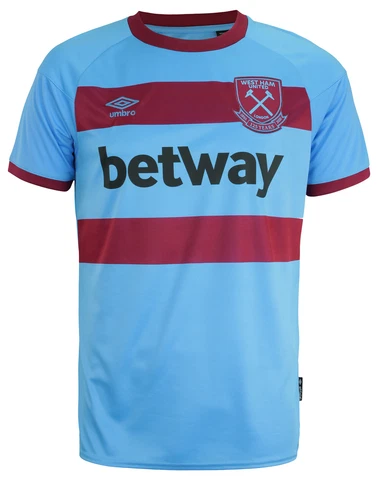 Umbro Men's West Ham United Commemorative 20/21 Away Jersey , Light Blue/Maroon Cover