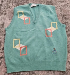 Nick Faldo Pringle Sports Vintage Green Sleeveless Jumper Vest Golf Size XL - Picture 1 of 8