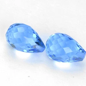 5,34 kt glänzender natürlicher Schweizer Blautopas 8,8 x 5,9 mm Briolette-Schliff Paar Edelsteine - Bild 1 von 4