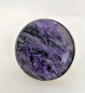 Handmade ~ Sterling Silver .925 ~ 38.8mm Round  Charolite Ring Size 8 - Picture 1 of 9