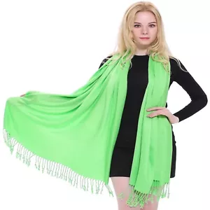 CJ Ropa Verde Brillante Color Sólido Chal Segundos Bufanda Estola Envoltura Pashmina NUEVO - Imagen 1 de 12