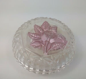 Vintage Jontue Vanity Puderdose Parfümglas Rose Rosa Glas Puderquaste Vintage - Bild 1 von 7