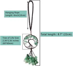 Car Accessories Green Aventurine Tree of Life Crystals Rear View Mirror Hanging - Picture 1 of 6