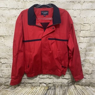 Chaqueta cortavientos Roundtree & Yorke para hombre mediana roja azul botón a presión cremallera Foto 1 de 4