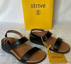 New Strive Lucia Women's Black Leather Slingback Sandals Size 5.5 / 6 - Picture 1 of 3
