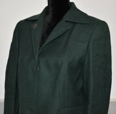 Blazer de lana Akris Punto talla 10 forrado con textura verde puños con botones a presión adelgazante Foto 1 de 4