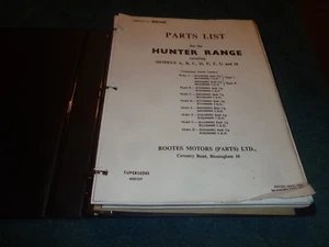 1967 & PRIOR ROOTES HUNTER RANGE PARTS CATALOG / ORIGINAL BOOK 66 65 64 - Picture 1 of 7