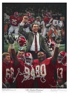 Gene Stallings Auto Alabama Daniel Moore Tradition Continues Football Print JSA - Picture 1 of 2