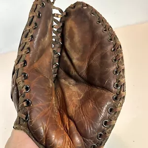 Vintage Leather Baseball Glove RH Claw Style Basemen’s Mitt - Picture 1 of 15