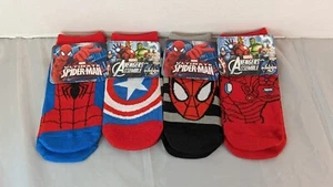 Lot Of 4 Pairs Of Boys Marvel Comics Avengers & Spider-Man Ankle Socks 6.5-8 NWT - Picture 1 of 10