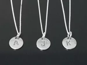 925 Sterling Silver Initial Disc Personalised Letter Monogram Alphabet Necklace - Picture 1 of 2