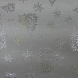 Dekostoff creme gold- und silberfarbene Tannenbäume 143cm breit Meterware - Bild 1 von 5