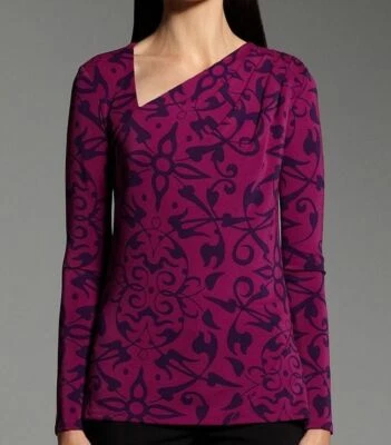 Narciso Rodriguez Design Nation Women's Sz M Stretch Top Purple Asymmetric Neck - Image 1 of 3