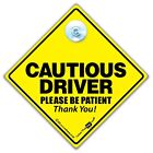 Ostrożny kierowca proszę o cierpliwość znak samochodowy, znak przyssawki dla bezpiecznych kierowców