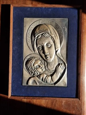 OTTAVIANI - QUADRO BASSO RILIEVO IN ARGENTO 925 Madonna Con Bambino Gesù  - Immagine 1 di 3