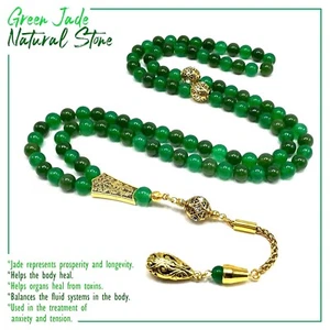 Cuentas de oración de piedra de jade verde Tesbih Tasbih Tasbeeh Misbahá (8 mm 99 cuentas) - Imagen 1 de 11