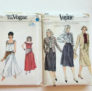 2 VINTAGE 1980's Vogue Sewing Patterns Misses Sz 12-16 Dress Skirt Jacket UNCUT - Picture 1 of 9