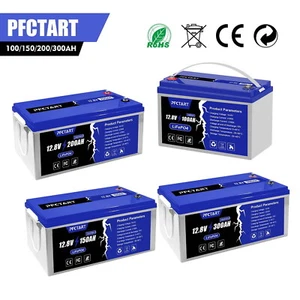 300AH 200AH 150AH 100AH 12V LiFePO4 Deep Cycle Lithium Battery BMS for RV Boat - Picture 1 of 36