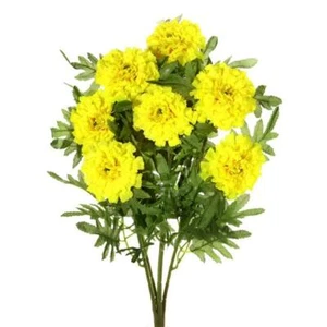 Yellow Marigold Bush 44cm Artificial Flower Bush - Picture 1 of 1