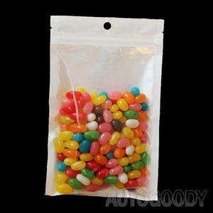 100 Zip Zipper Lock Bags Clear Plastic White Back 4.25" x 7.5" Seal Reclosable - Picture 1 of 6