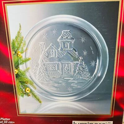Plato en relieve de colección French Luminarc vidrio transparente Navidad pan de jengibre casa Foto 1 de 4