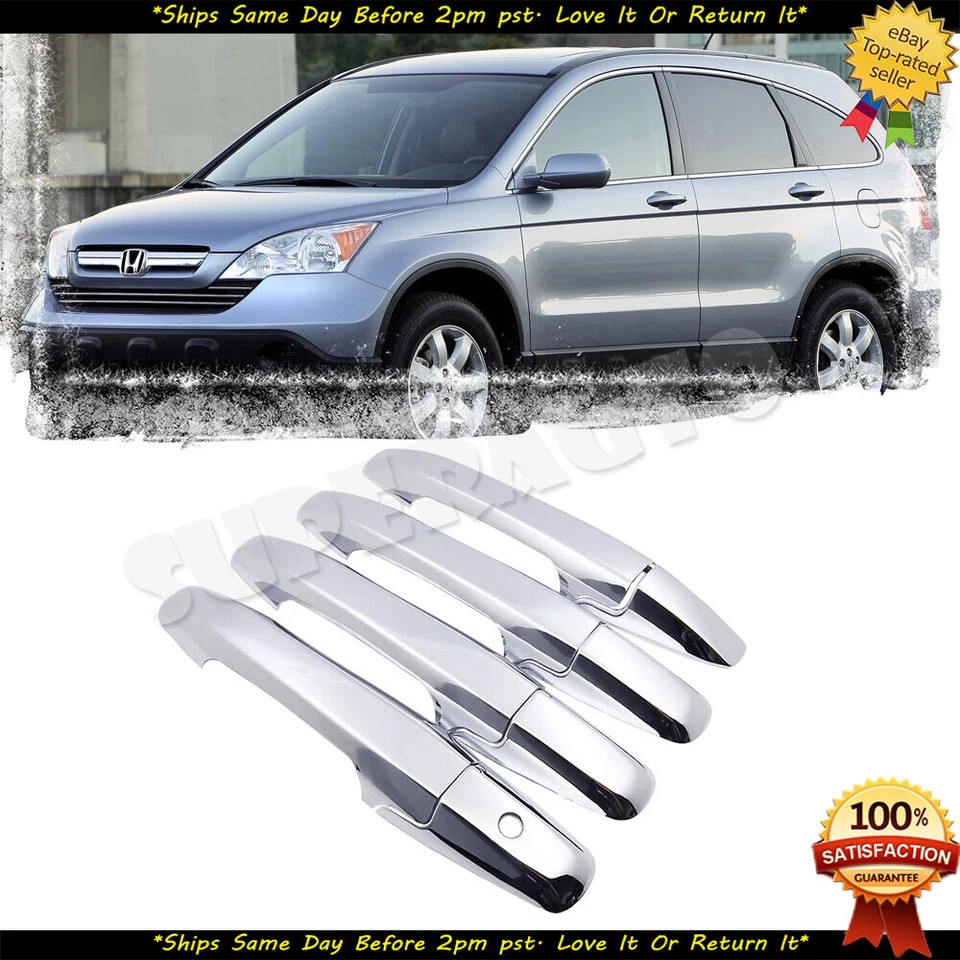 Se adapta a Honda CR-V 2007-2011 4 piezas cubierta de mango cromado superposición moldura sin ojo de cerradura PSG Foto 1 de 1