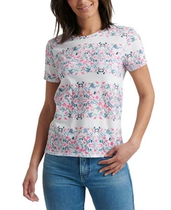 Lucky Brand Women's Cotton Botanicals Print T-Shirt (Large, White) - Picture 1 of 3