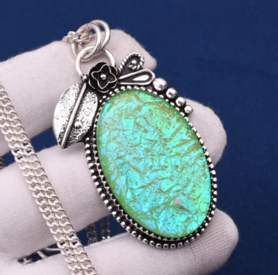 Triplet Fire Opal Gemstone Handmade 925 Sterling Silver Jewelry Pendant 1.89" - Image 1 of 4