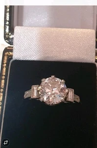 STUNNING DECO STYLE 2.10 CT NATURAL TRANSITIONAL OLD CUT DIAMOND PLATINUM RING - Picture 1 of 24